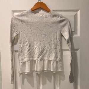 Tucker and Tate, white sweater with sheer trim